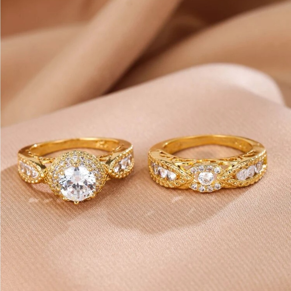 Vintage✨Gold Rhinestone Rings bundle ✨ - Picture 2 of 3
